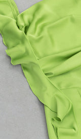 RUCHED SATIN MAXI DRESS IN GREEN DRESS STYLE OF CB