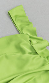 RUCHED SATIN MAXI DRESS IN GREEN DRESS STYLE OF CB