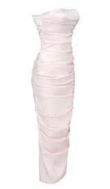 RUCHED OFF-SHOULDER SLIM MIDI DRESS IN PINK DRESS STYLE OF CB