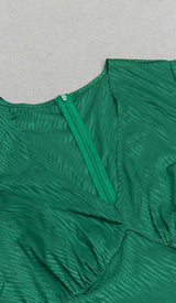 RUFFLE TRIM WRAP MIDI DRESS IN GREEN DRESS STYLE OF CB