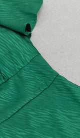 RUFFLE TRIM WRAP MIDI DRESS IN GREEN DRESS STYLE OF CB