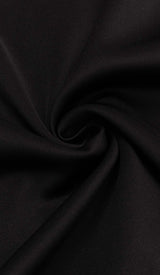 RUFFLE COLD SHOULDER MIDI DRESS IN BLACK DRESS STYLE OF CB