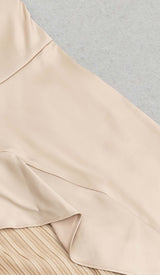 RUFFLED PLATED MAXI DRESS IN KHAKI DRESS styleofcb