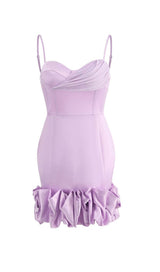 RUFFLED CORSET MINI DRESS IN PURPLE DRESS STYLE OF CB