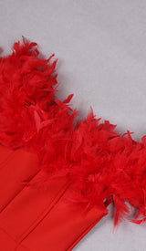 FEATHER PLUNGE MIDI DRESS DRESS STYLE OF CB
