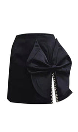 SATIN CRYSTAL BOW SKIRT IN BLUE Skirts styleofcb S BLACK