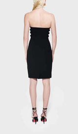SCULPTURE BUTTON MINI DRESS IN BLACK styleofcb