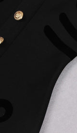SCULPTURE BUTTON MINI DRESS IN BLACK styleofcb
