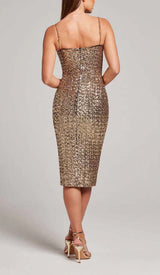 SEQUIN CORSET MIDI DRESS IN METALLIC GOLD DRESS sis label