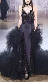 SEQUIN LACE MAXI DRESS BLACK DRESS styleofcb
