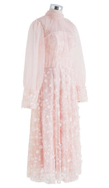 SEQUIN MESH TULLE MIDI DRESS IN PINK DRESS STYLE OF CB