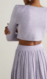SEQUIN PLEATED TWO PIECE SET IN LILAC DRESS STYLE OF CB