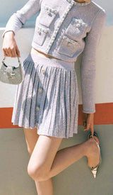 SEQUIN PLEATED TWO PIECE SET IN LILAC DRESS STYLE OF CB