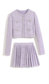 SEQUIN PLEATED TWO PIECE SET IN LILAC DRESS STYLE OF CB