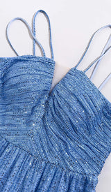 SEQUIN SLEEVELESS MAXI DRESS IN BLUE styleofcb
