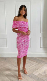 SEQUIN STRAPLESS MIDI DRESS IN PINK Dresses styleofcb
