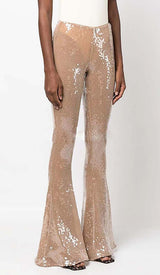 SEQUIN-EMBELLISHED SHIRT IN METALLIC GOLD DRESS STYLE OF CB