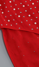 SEQUIN THIGH-SLIT MIDI DRESS IN RED DRESS STYLE OF CB