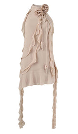 SLEEVELESS RUFFLES MINI DRESS IN WHITE DRESS STYLE OF CB