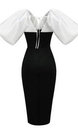 SLIT MIDI DRESS IN BLACK AND WHIRT Dresses styleofcb