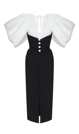 SLIT MIDI DRESS IN BLACK AND WHIRT Dresses styleofcb