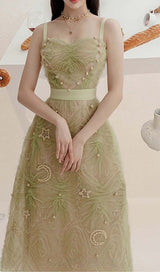 SPAGHETTI STRAPS MESH MIDI DRESS DRESS STYLE OF CB