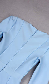 SQUARE SHOULDER CORSET MIDI DRESS IN BLUE styleofcb