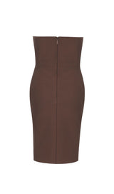 STRAPLESS BANDAGE MINI DRESS IN BROWN Dresses styleofcb