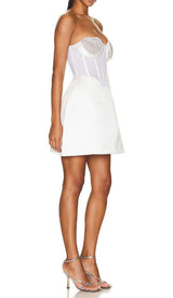 STRAPLESS HEART BUSTIER MINI DRESS IN WHITE DRESS styleofcb
