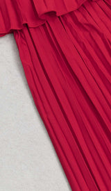 STRAPLESS PLEATED MAXI DRESS IN RED DRESS styleofcbdress