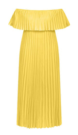 STRAPLESS PLEATED MAXI DRESS IN YELLOW DRESS styleofcbdress