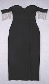 STRAPLESS SLIT BANDAGE DRESS IN BLACK Dresses styleofcb