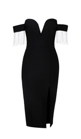 STRAPLESS SLIT BANDAGE DRESS IN BLACK Dresses styleofcb