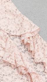 STRAPPY RUFFLE DETAIL MIDI DRESS IN PINK DRESS styleofcb