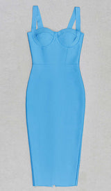 STRAPPY CORSET MIDI DRESS IN SPARKLING OCEAN DRESS STYLE OF CB