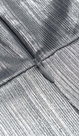 STRAPPY SPILT MIDI DRESS IN METALLIC SILVER DRESS STYLE OF CB