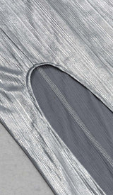 STRAPPY SPILT MIDI DRESS IN METALLIC SILVER DRESS STYLE OF CB