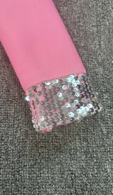 STRASS EMBELLISHED RUCHED MINI DRESS IN PINK DRESS STYLE OF CB