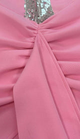 STRASS EMBELLISHED RUCHED MINI DRESS IN PINK DRESS STYLE OF CB