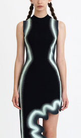 STRIPE ASYMMETRIC HIGH LOW DRESS IN BLACK DRESS styleofcb
