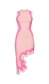 STRIPE ASYMMETRIC HIGH LOW DRESS IN PINK DRESS STYLE OF CB