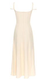 STRUCTURED CORSET FLOUNCED MIDI DRESS IN IVORY DRESS sis label