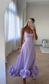 SUSPENDER A-LINE MIDI DRESS IN PURPLE DRESS STYLE OF CB
