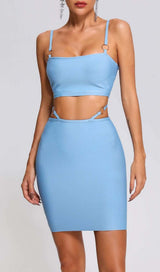 SUSPENDER WAIST TWO PIECES MINI DRESS IN BLUE DRESS STYLE OF CB