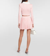 PINK FAUX FUR COLLAR CARDIGAN