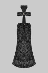 SHINY SEQUINS HALTER MAXI DRESS Sequins Dress Oh CICI