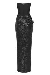 SHINY SEQUINS STRAPLESS TOP SPLIT SKIRTS TOPS & SKIRTS Oh CICI