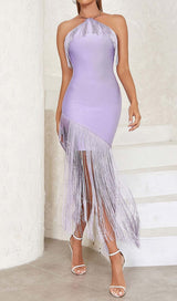 TASSEL SLEEVELESS MIDI DRESS IN LILAC DRESS STYLE OF CB