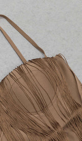 TASSEL MESH MIDI DRESS IN BROWN DRESS STYLE OF CB