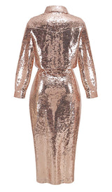 THIGH SLIT GLITTER MAXI DRESS IN METALLIC GOLD DRESS sis label